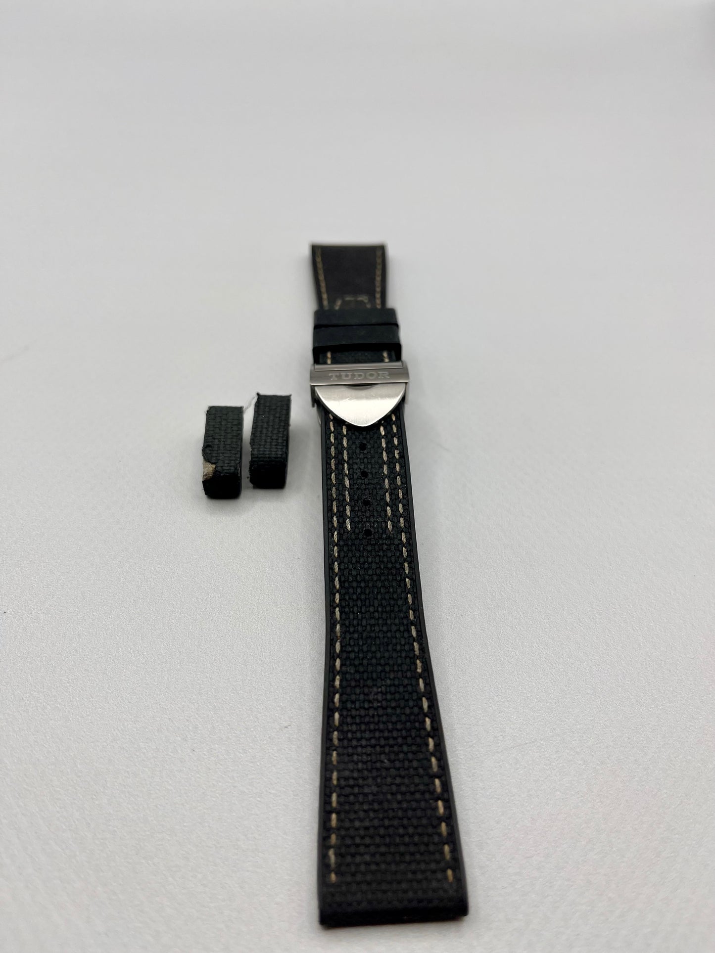 Genuine TUDOR Black Hybrid 20mm Strap + 16mm TUDOR OEM Ranger Clasp