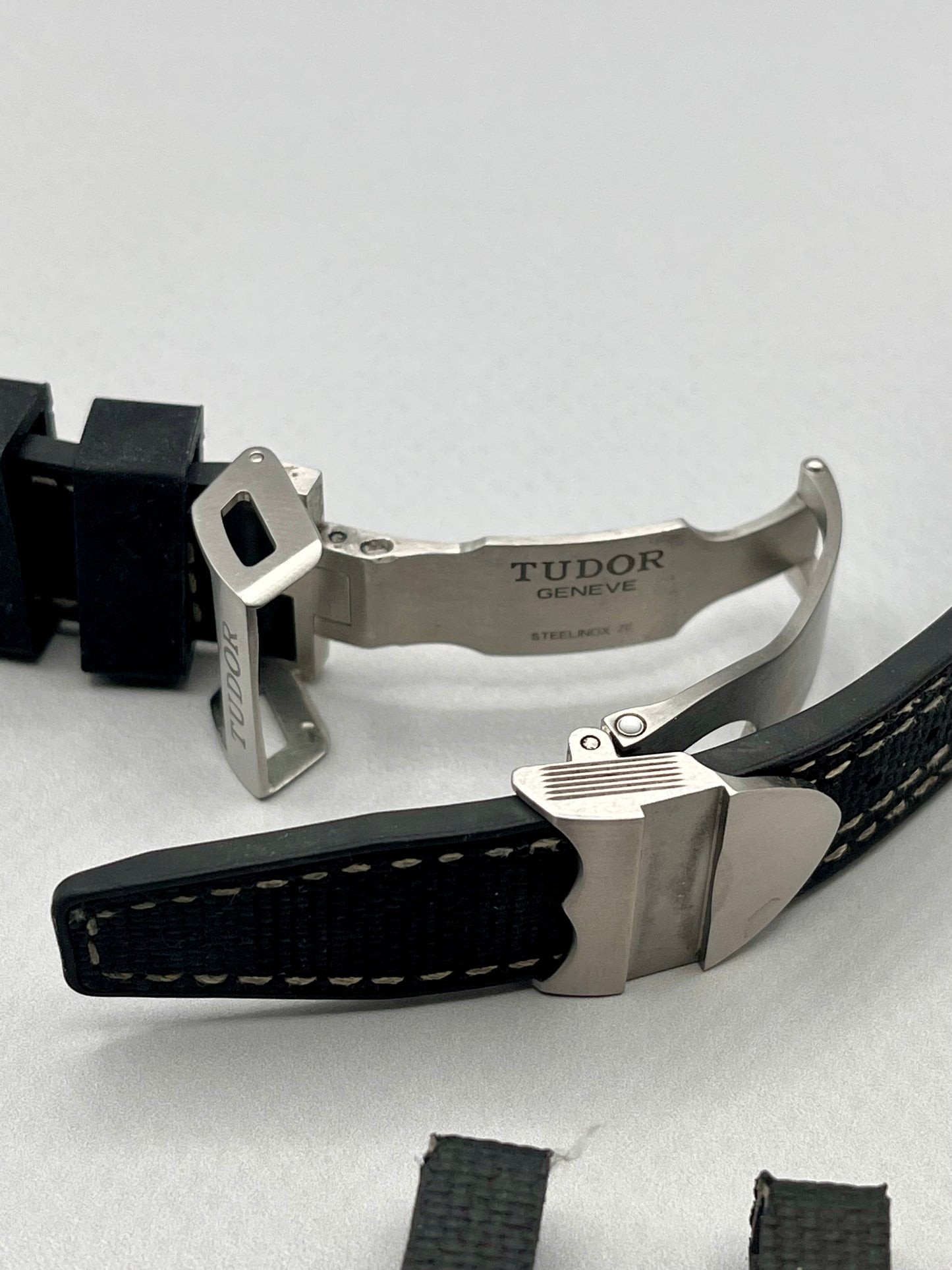 Genuine TUDOR Black Hybrid 20mm Strap + 16mm TUDOR OEM Ranger Clasp