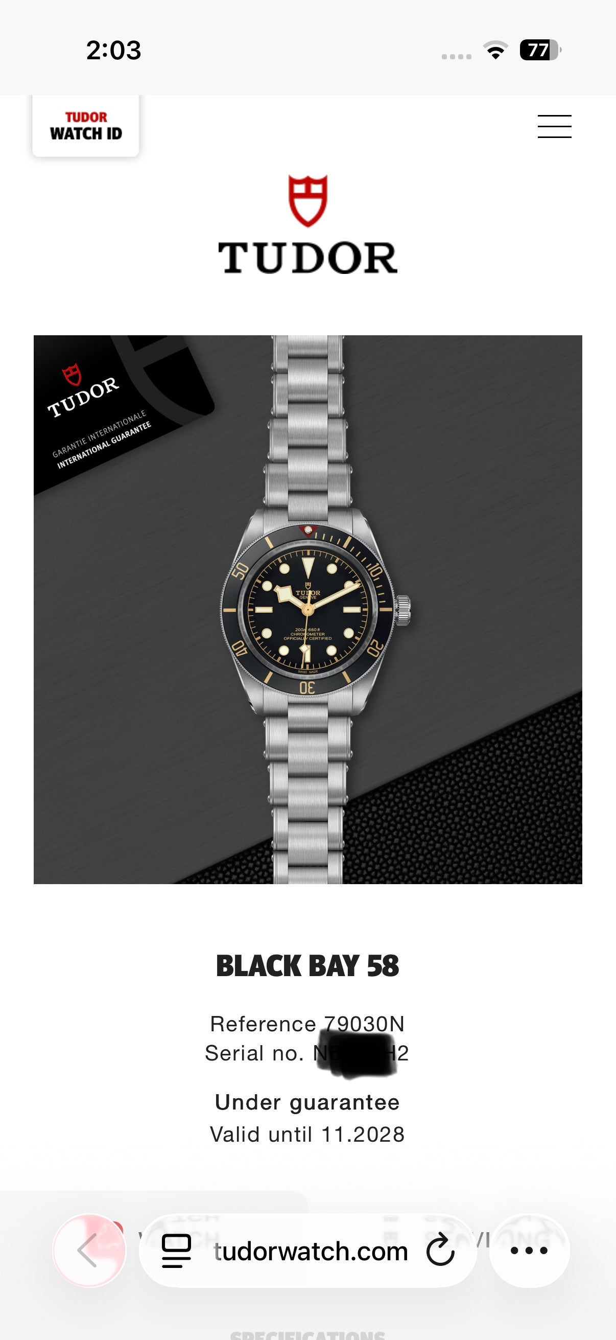2023 TUDOR Black Bay 39mm M79030N Full Set Warranty