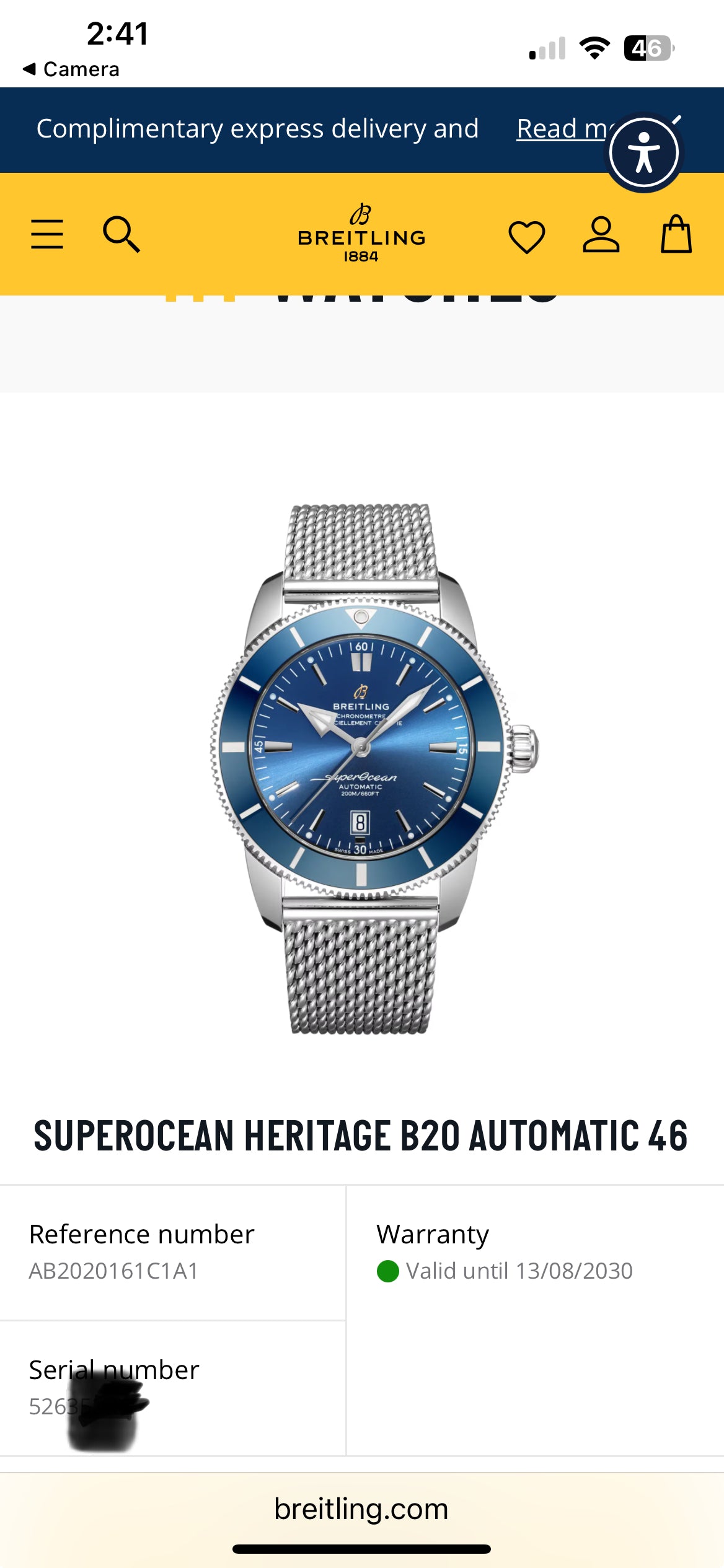 **BRAND NEW** BREITLING Superocean Heritage B20 - 46mm - AB2020161C1A1