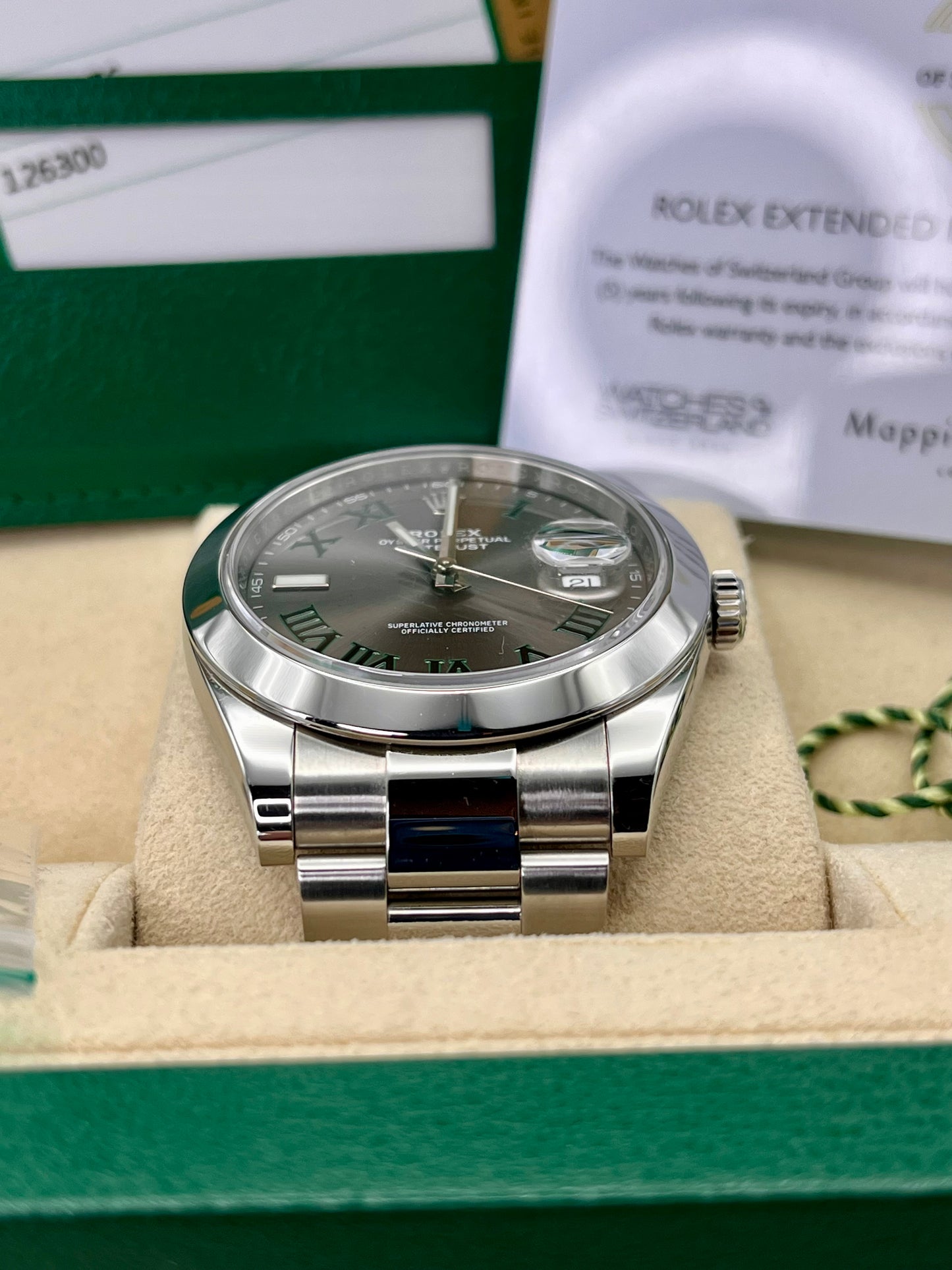 2020 ROLEX DateJust 41mm 'Wimbledon' - 126300 - Full Set - Warranty to Feb 2030