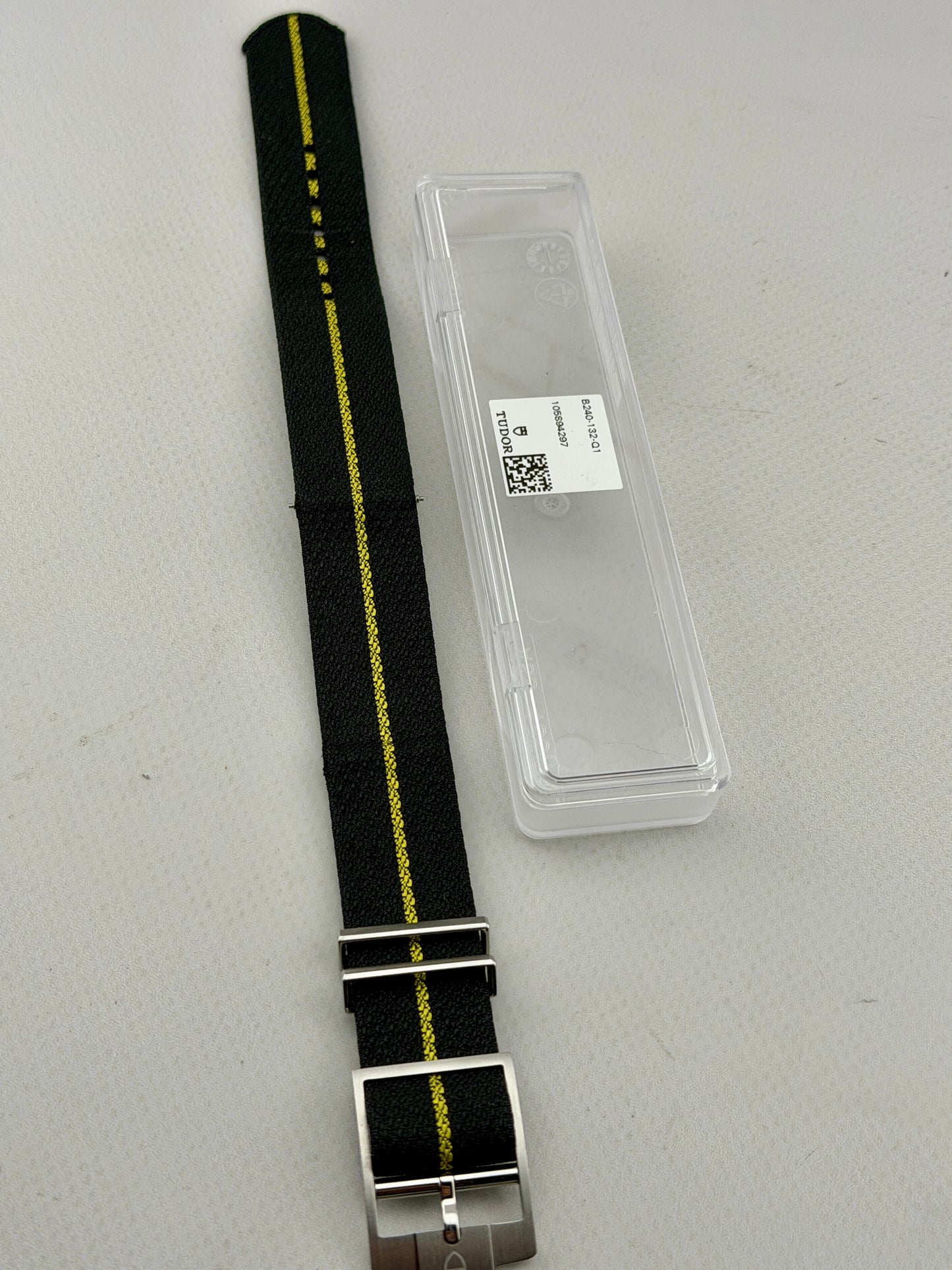 OEM Tudor 20mm One Piece Black/Yellow Strap & Stainless Buckle - NEW/UNWORN