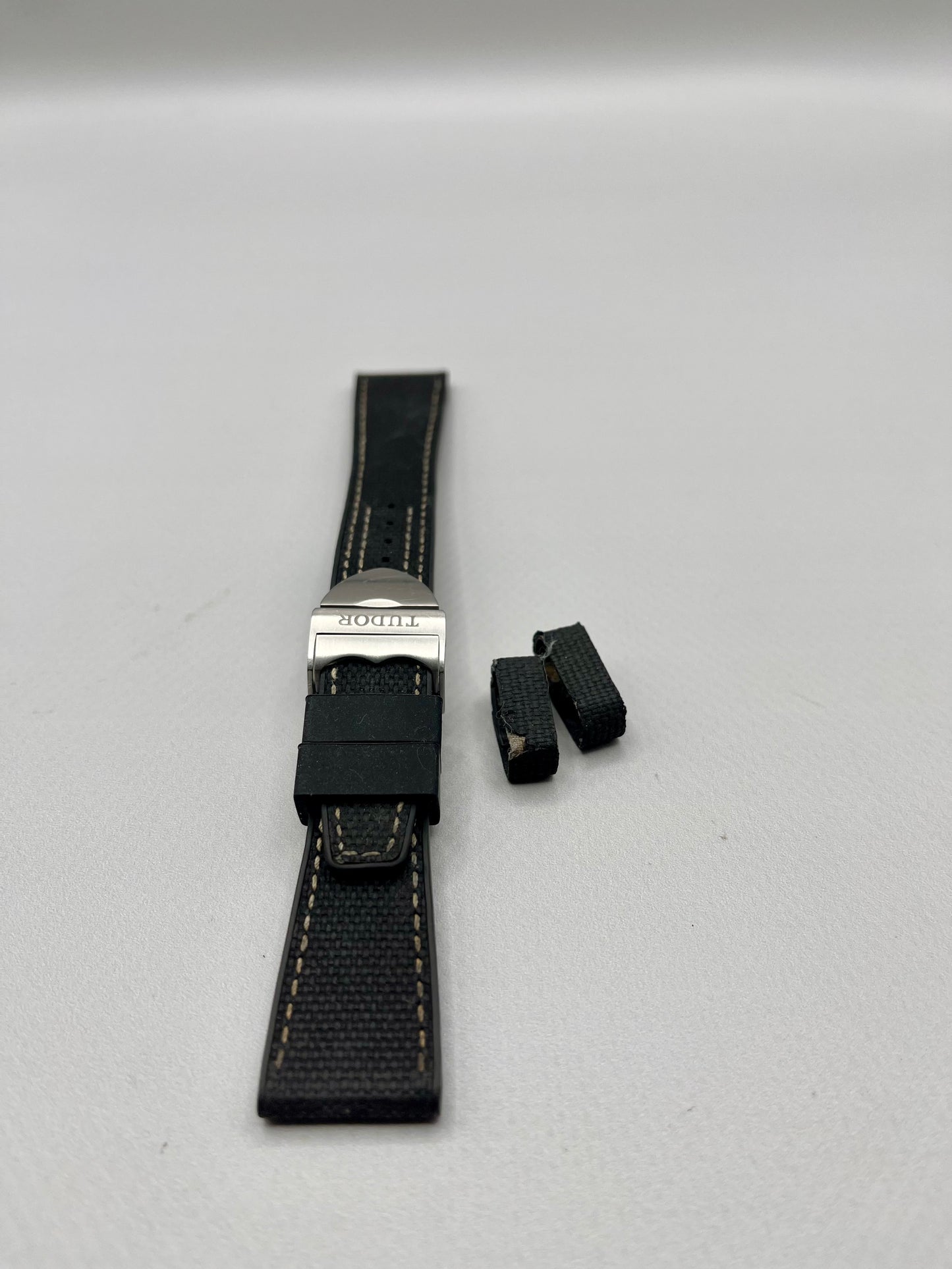 Genuine TUDOR Black Hybrid 20mm Strap + 16mm TUDOR OEM Ranger Clasp