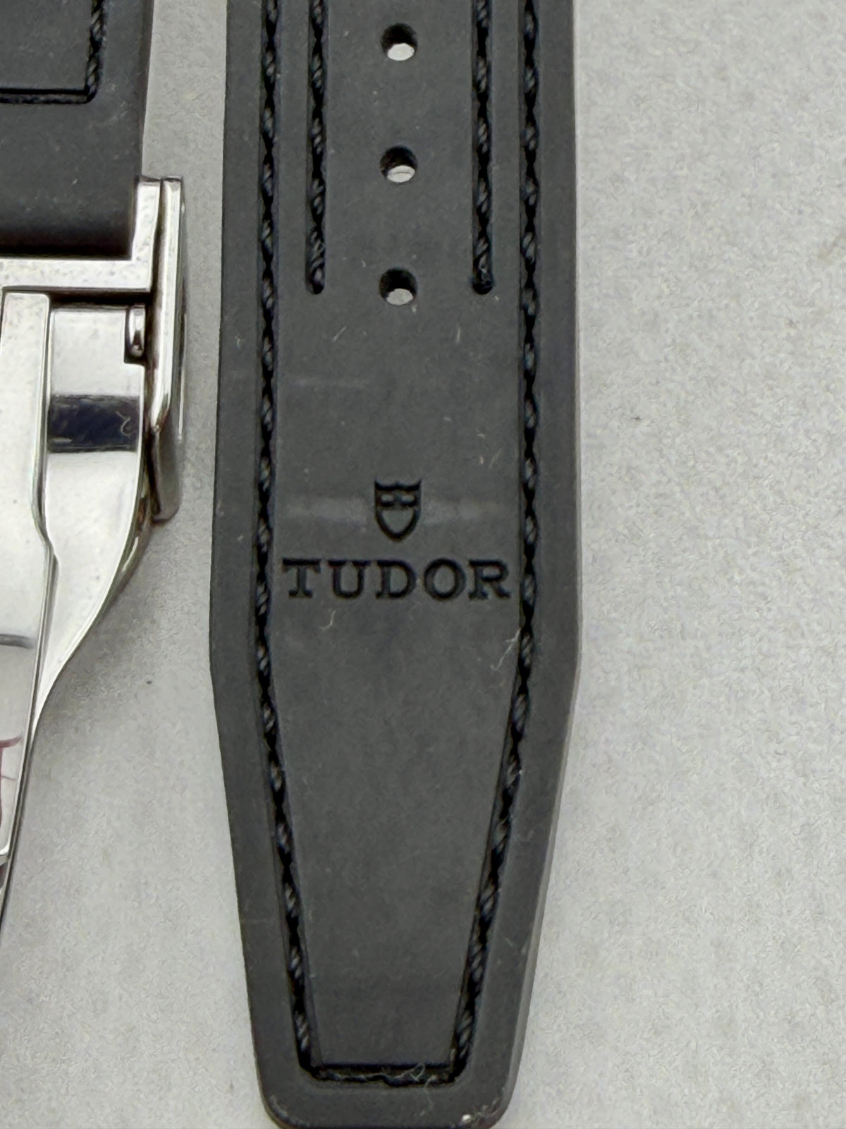 OEM Tudor 20mm Black Hybrid Rubber Strap & 16mm Stainless Steel Deployant Buckle