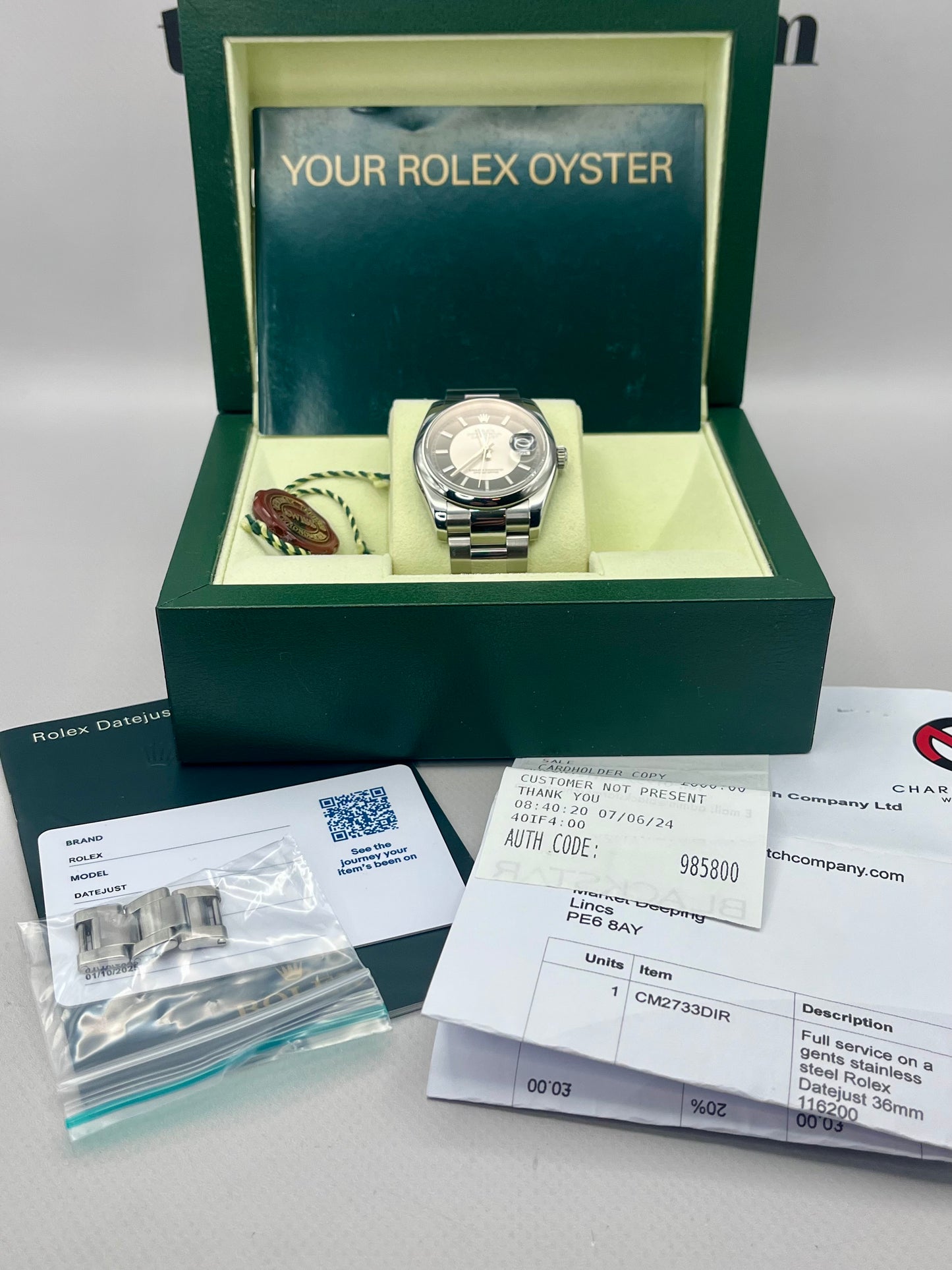 ROLEX DateJust 36mm Tuxedo Dial 116200 Serviced & Mint