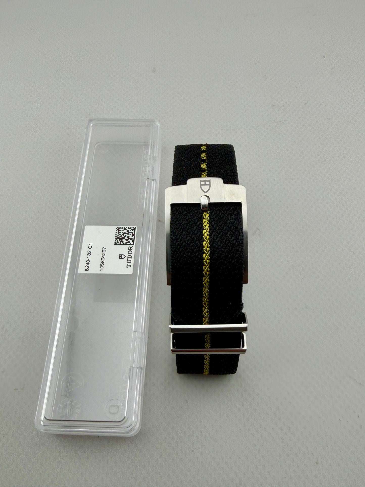 OEM Tudor 20mm One Piece Black/Yellow Strap & Stainless Buckle - NEW/UNWORN