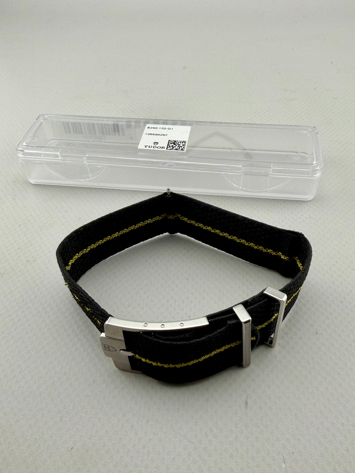 OEM Tudor 20mm One Piece Black/Yellow Strap & Stainless Buckle - NEW/UNWORN