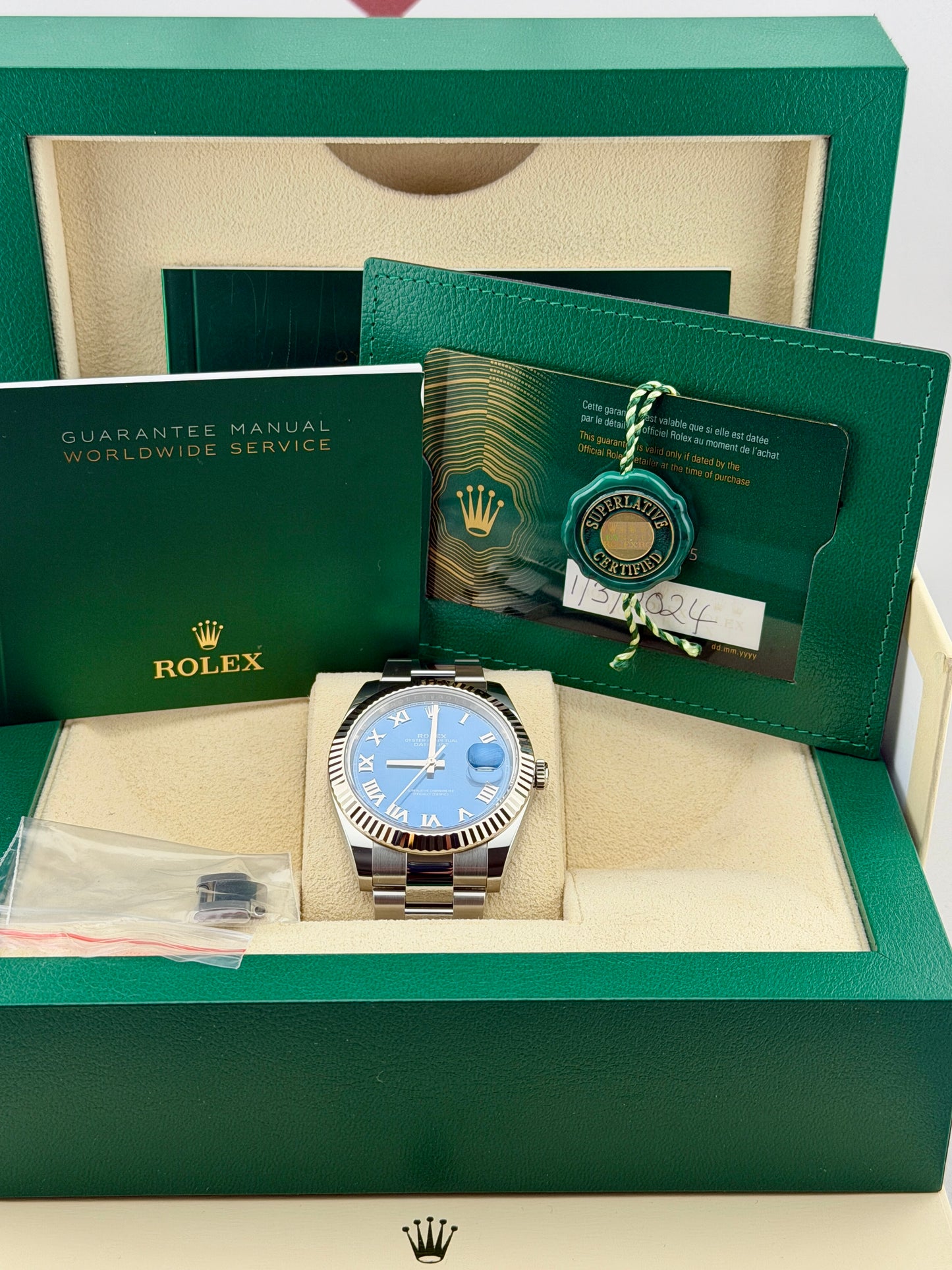 2024 ROLEX DateJust 126334 Azurro Dial 41mm Mint Condition