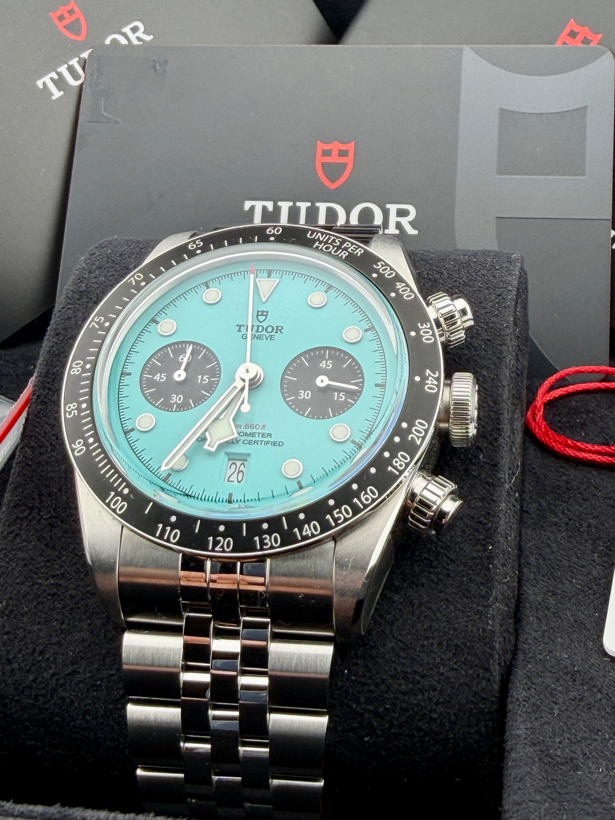 Dec 2025 TUDOR Black Bay Chrono Flamingo + Jubilee 41mm Full Set