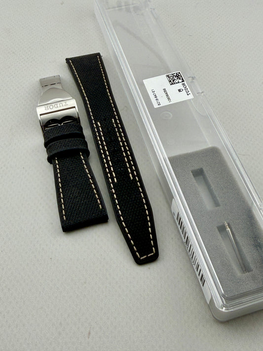OEM Tudor 20mm Black Hybrid Rubber Strap & 16mm Stainless Steel Deployant Buckle