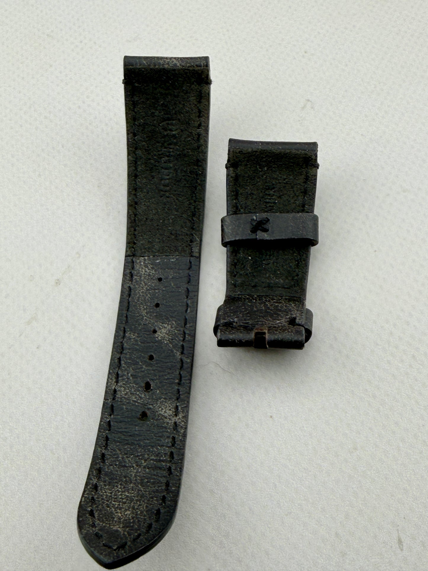 OEM Tudor 22mm Black Leather Strap (Factory Aged)