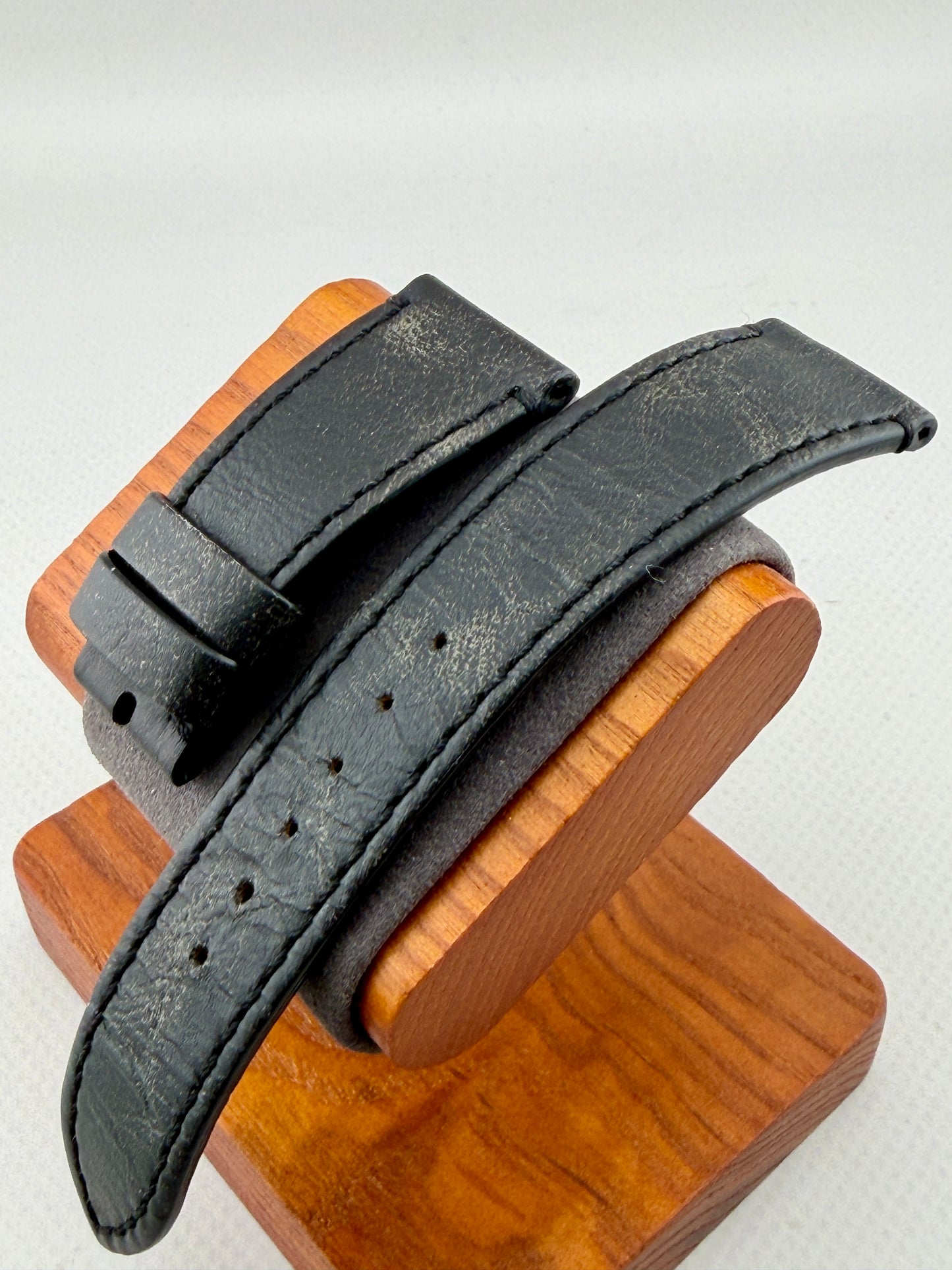 OEM Tudor 22mm Black Leather Strap (Factory Aged)