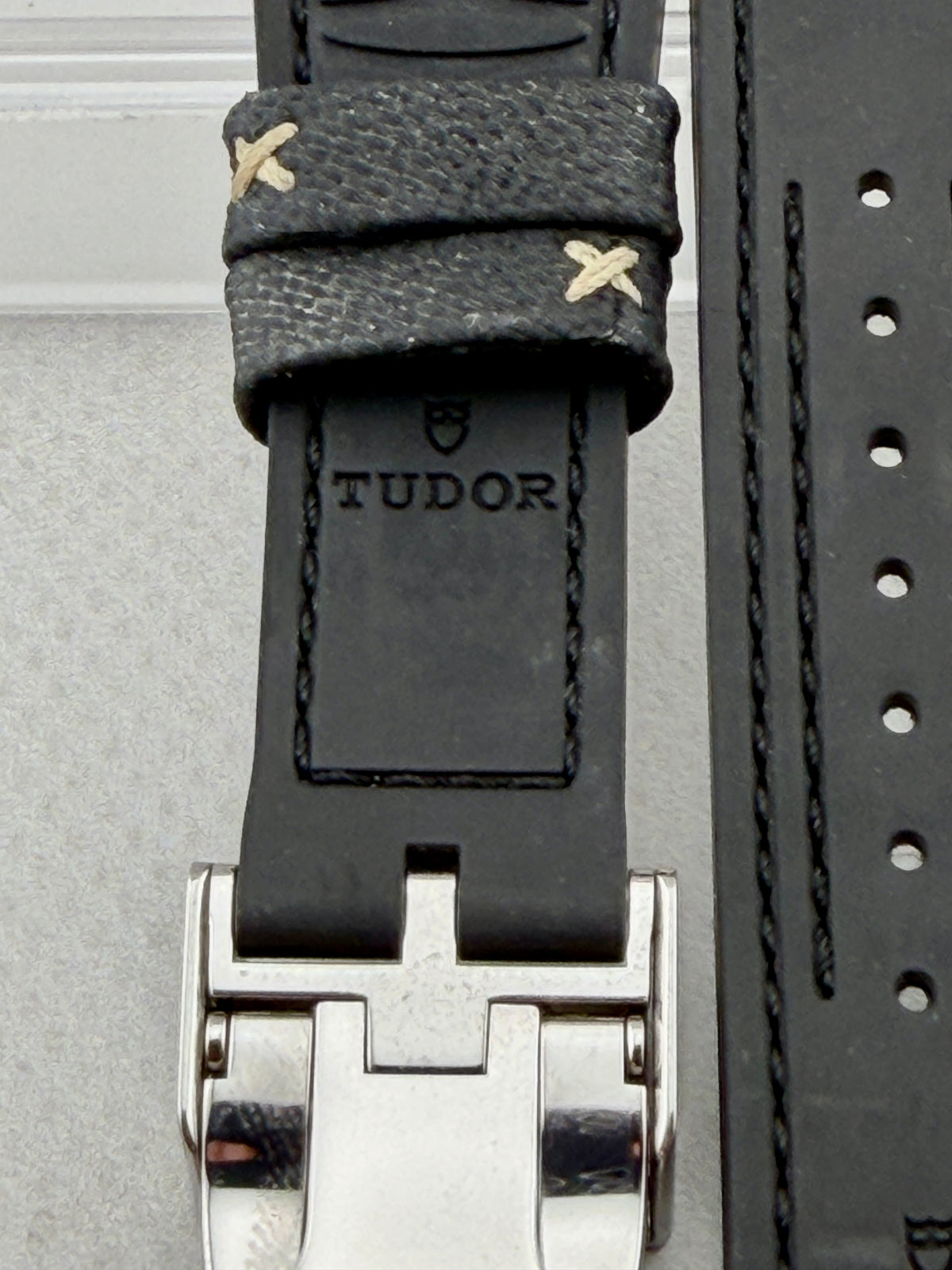 OEM Tudor 20mm Black Hybrid Rubber Strap & 16mm Stainless Steel Deployant Buckle