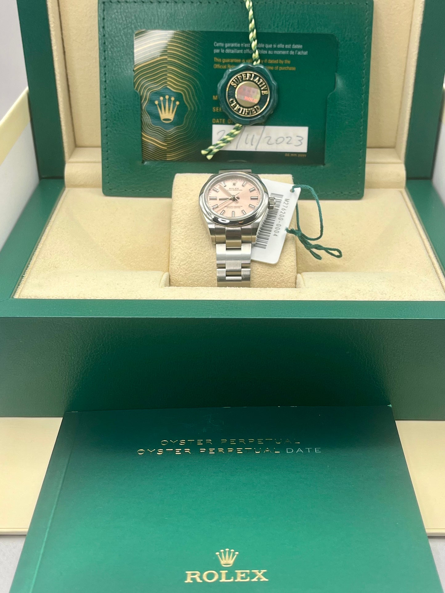 2023 ROLEX Oyster Perpetual 28mm 276200 Pink Dial Full Set Warranty to 2028