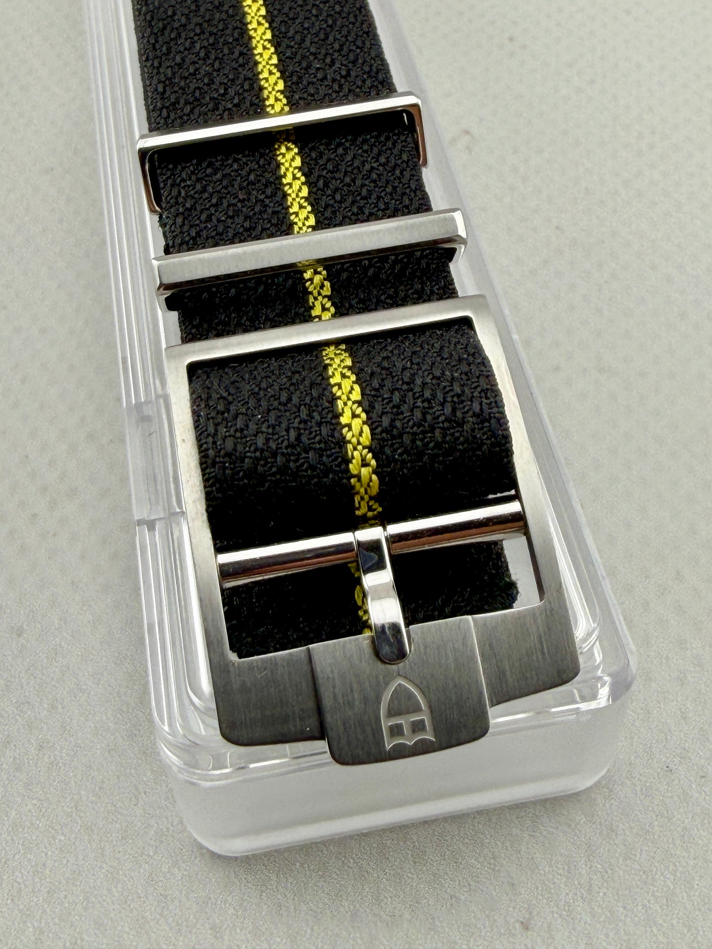 OEM Tudor 20mm One Piece Black/Yellow Strap & Stainless Buckle - NEW/UNWORN