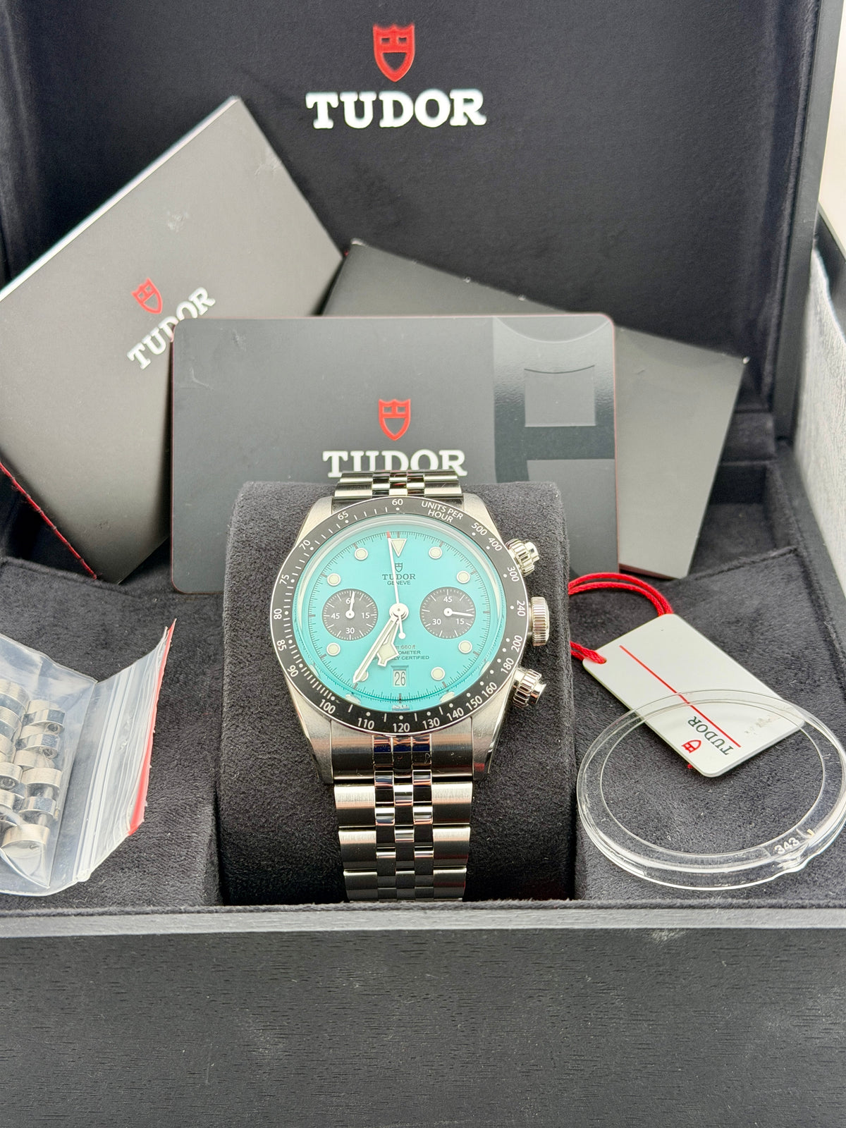 Dec 2025 TUDOR Black Bay Chrono Flamingo + Jubilee 41mm Full Set