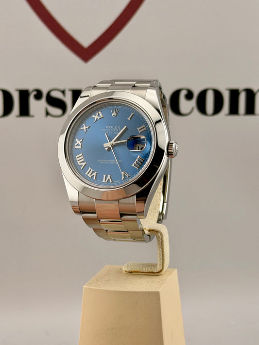 ROLEX DateJust 41 Azurro Dial 116300 41mm Immaculate Condition