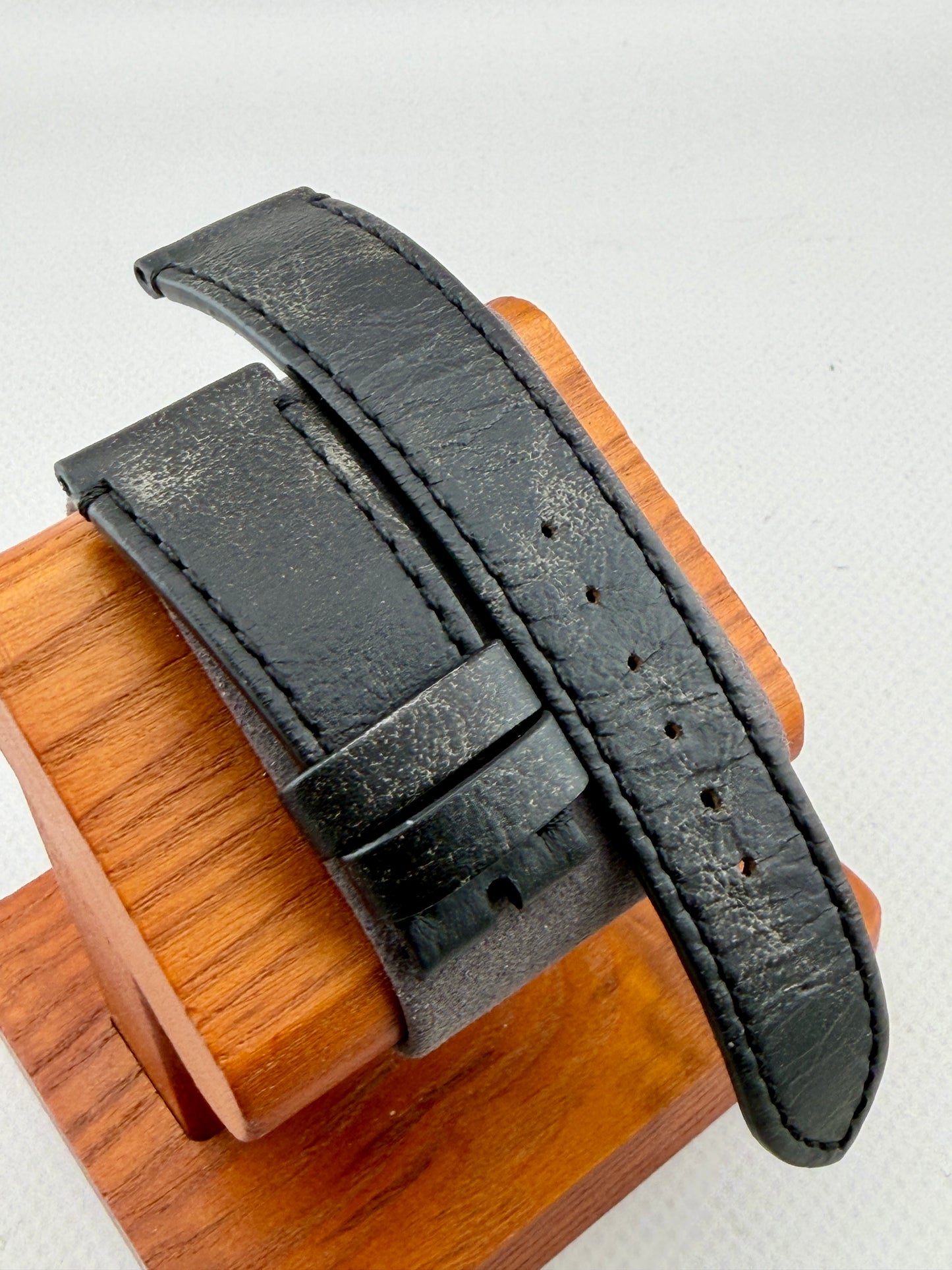 OEM Tudor 22mm Black Leather Strap (Factory Aged)