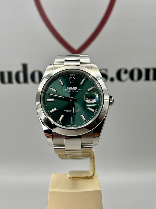 2025 ROLEX Datejust 41mm - 126300 - Mint Green Dial - Full Set