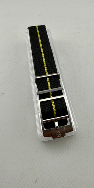 OEM Tudor 20mm One Piece Black/Yellow Strap & Stainless Buckle - NEW/UNWORN